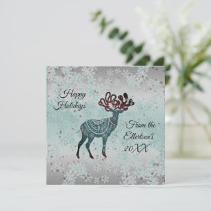 Decorative Reindeer Christmas Snowflakes  Card