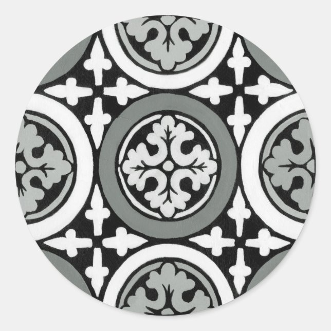 Decorative Renaissance Rosette Tile Design Classic Round Sticker (Front)