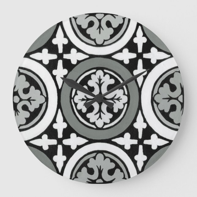 Decorative Renaissance Rosette Tile Design Large Clock (Front)