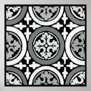 Decorative Renaissance Rosette Tile Design Poster