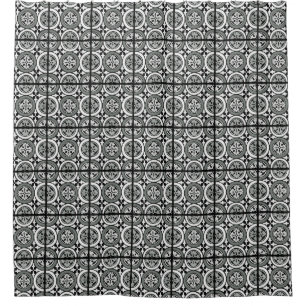Decorative Renaissance Rosette Tile Design Shower Curtain