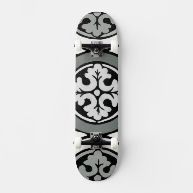 Decorative Renaissance Rosette Tile Design Skateboard (Front)