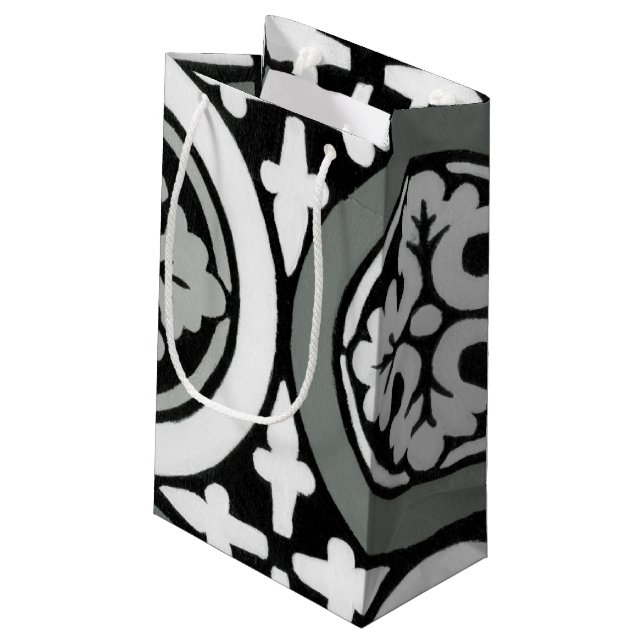 Decorative Renaissance Rosette Tile Design Small Gift Bag (Back Angled)