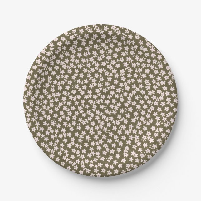 Decorative Retro Japanese Floral Pattern Paper Plate (Front)