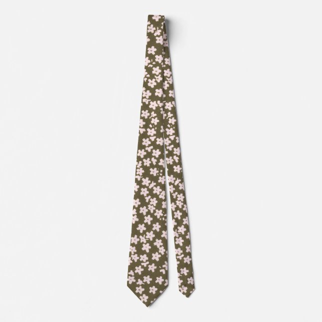 Decorative Retro Japanese Floral Pattern Tie (Front)