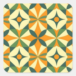 Decorative retro seamless pattern square sticker
