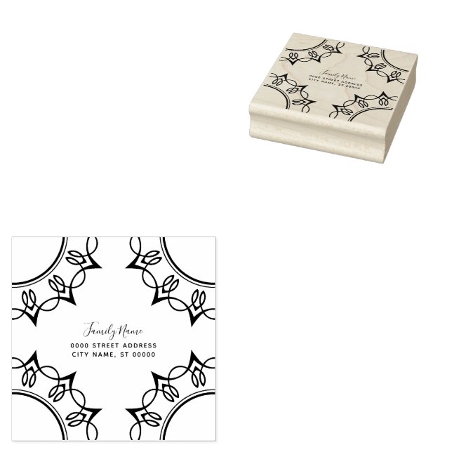 Decorative Return Address Rubber Stamp (Stamped)