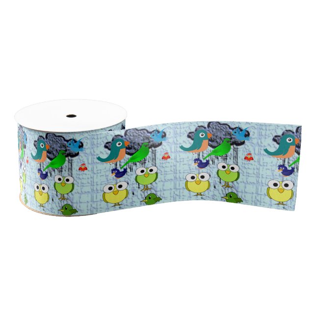 decorative ribbon birds grosgrain ribbon (Spool)