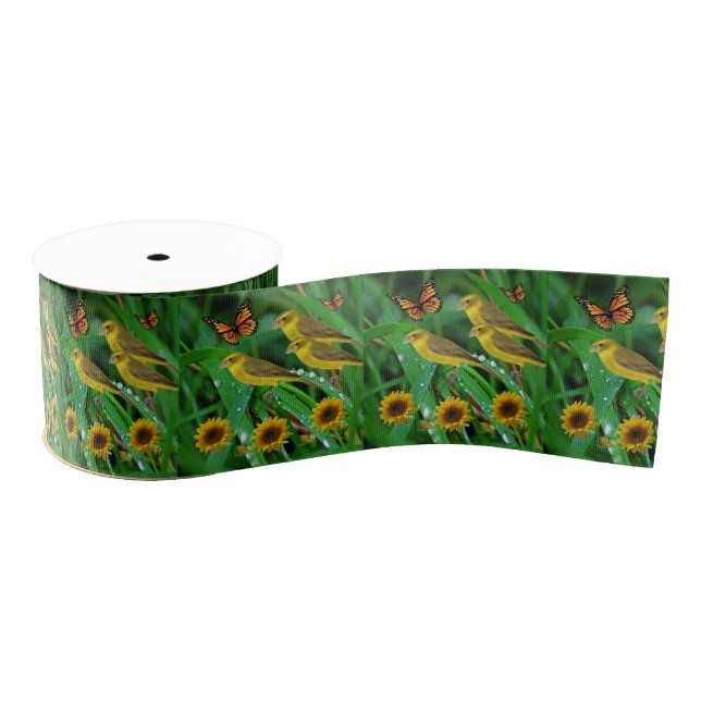 decorative ribbon sunflowers grosgrain ribbon (Spool)