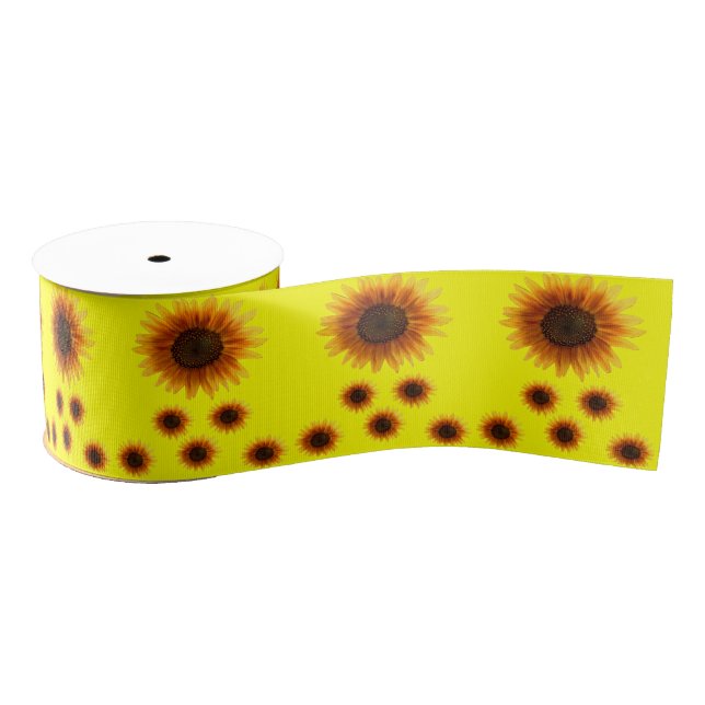 decorative ribbon sunflowers grosgrain ribbon (Spool)