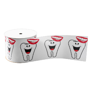 Decorative Ribbon Teeth Smile Dentist Grosgrain Ribbon