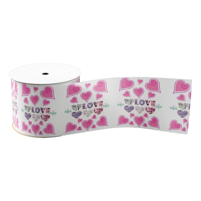 decorative ribbon valentines love grosgrain ribbon (Spool)