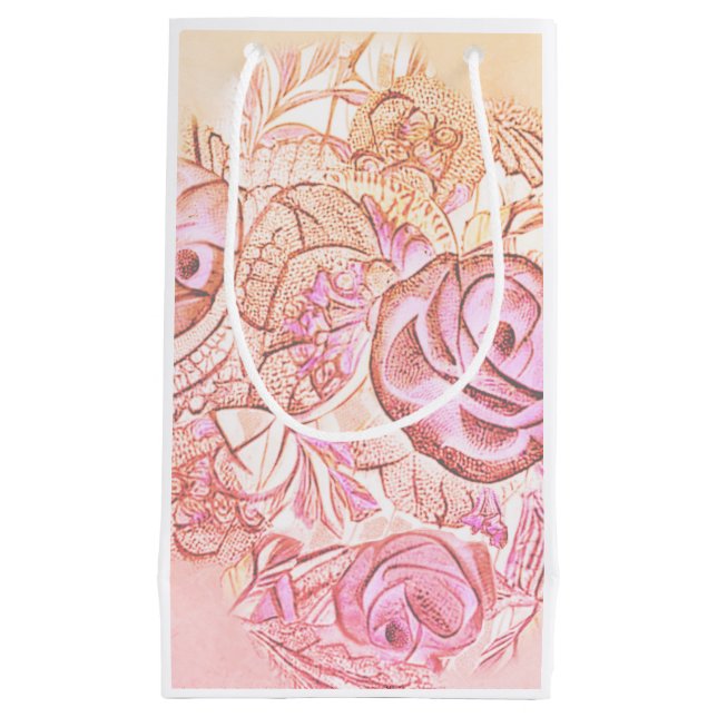 Decorative Roses and Lace Small Gift Bag (Front)