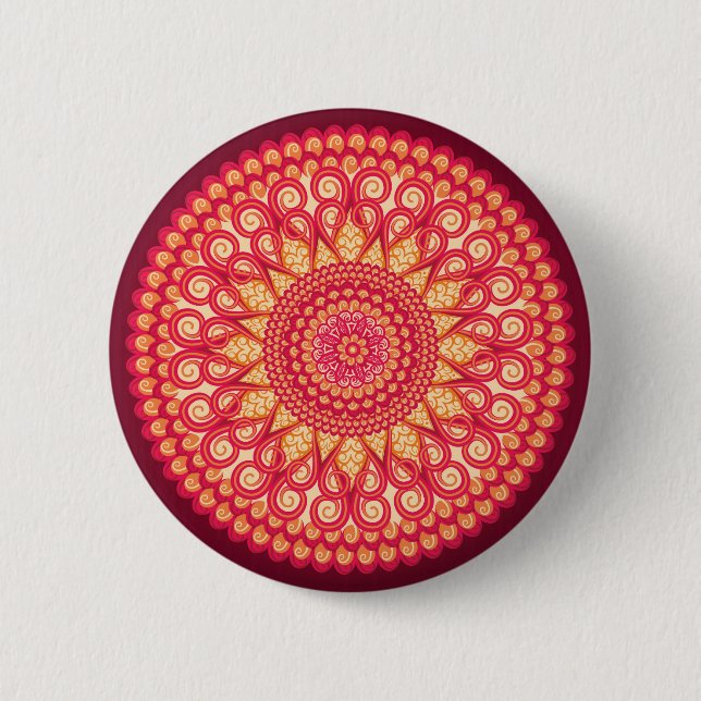 Decorative round tribal ethnic ornament 6 cm round badge (Front)