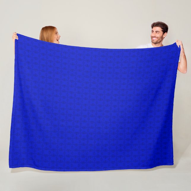 Decorative Royal Blue Governor Satin Pattern Fleece Blanket (In Situ)