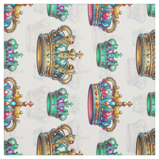 Decorative Royal Crown Pattern Textile Fabric (Swatch)