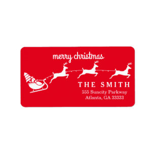 Decorative Santa Ride Red Christmas Label