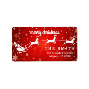 Decorative Santa Ride Red Snowflake Christmas Label