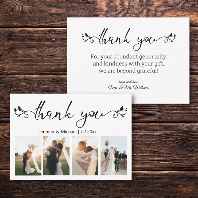 decorative script thank you 4 photos wedding  card (Creator Uploaded)