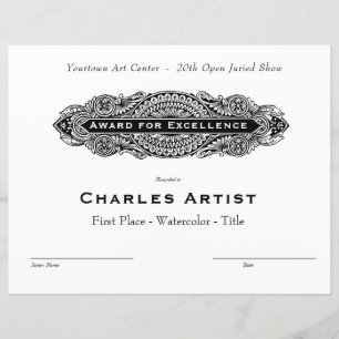 DECORATIVE SCROLL - AWARD FOR EXCELLENCE ART