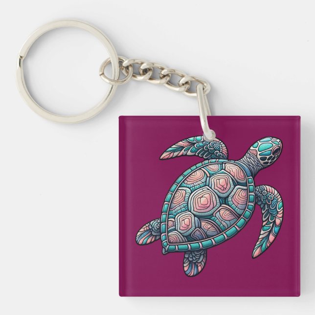 Decorative Sea Turtle Key Ring (Front)