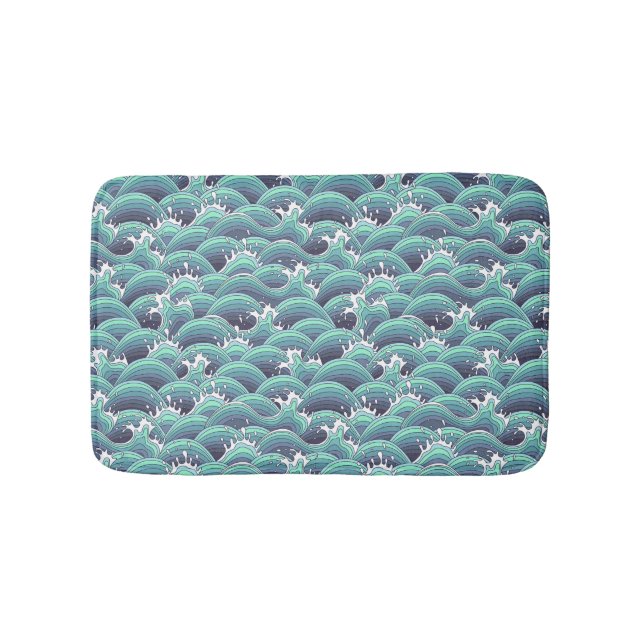 Decorative Sea Wave Background Bath Mat (Front)