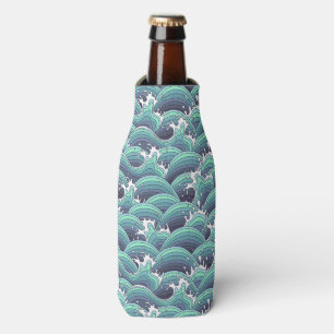 Decorative Sea Wave Background Bottle Cooler