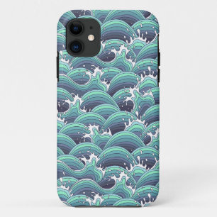 Decorative Sea Wave Background iPhone 11 Case