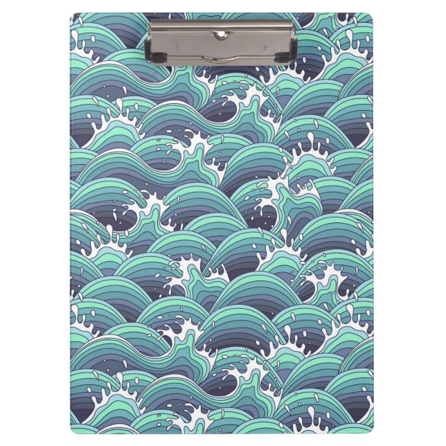 Decorative Sea Wave Background Clipboard (Front)