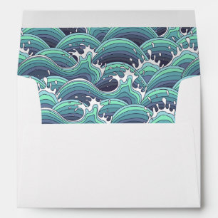 Decorative Sea Wave Background Envelopes