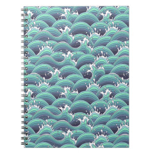 Decorative Sea Wave Background Notebook