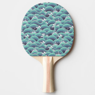Decorative Sea Wave Background Ping Pong Paddle