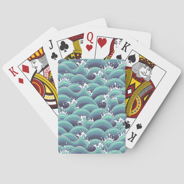 Decorative Sea Wave Background Playing Cards (Back)
