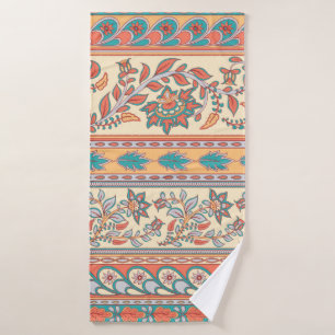Decorative seamless pattern of borders with flower bath towel