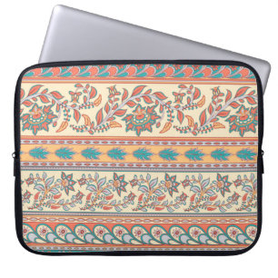 Decorative seamless pattern of borders with flower laptop sleeve
