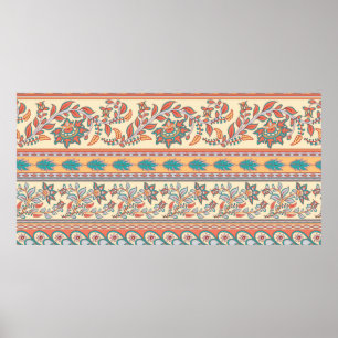 Decorative seamless pattern of borders with flower poster