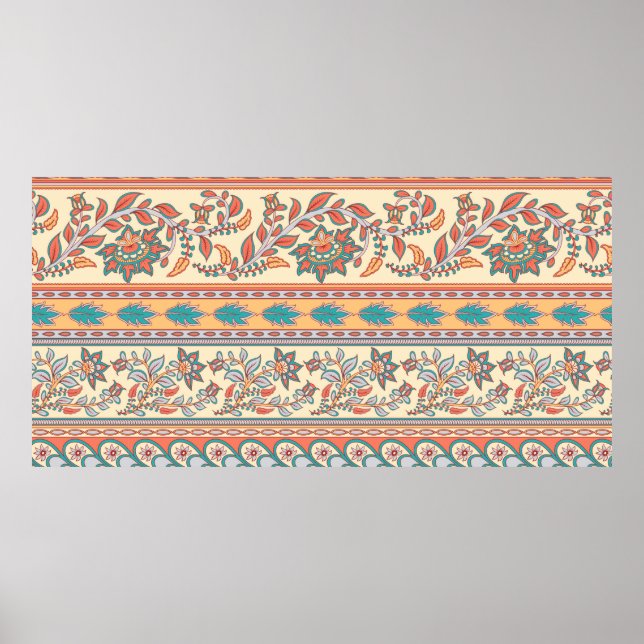 Decorative seamless pattern of borders with flower poster (Front)