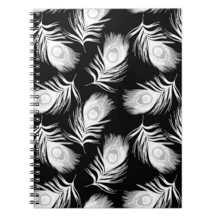 Decorative seamless pattern with beautiful peacock notebook
