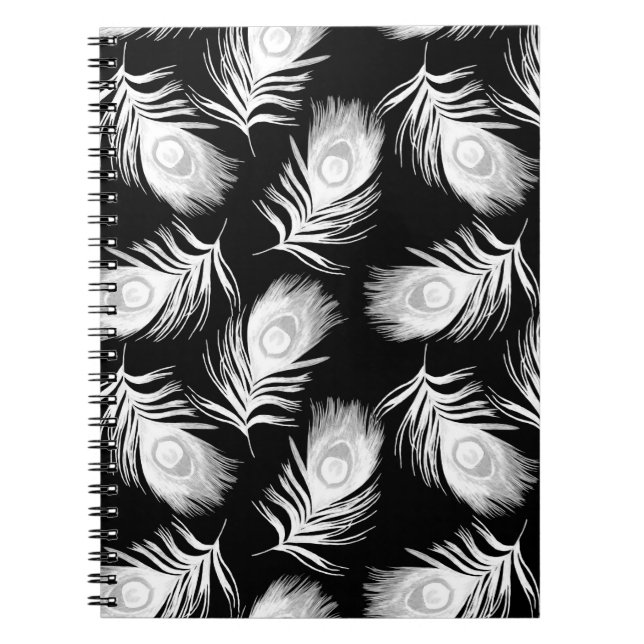 Decorative seamless pattern with beautiful peacock notebook (Front)