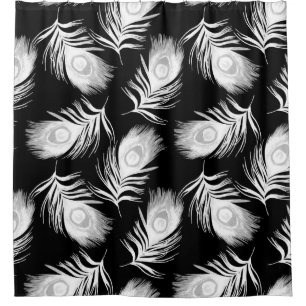 Decorative seamless pattern with beautiful peacock shower curtain
