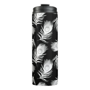 Decorative seamless pattern with beautiful peacock thermal tumbler