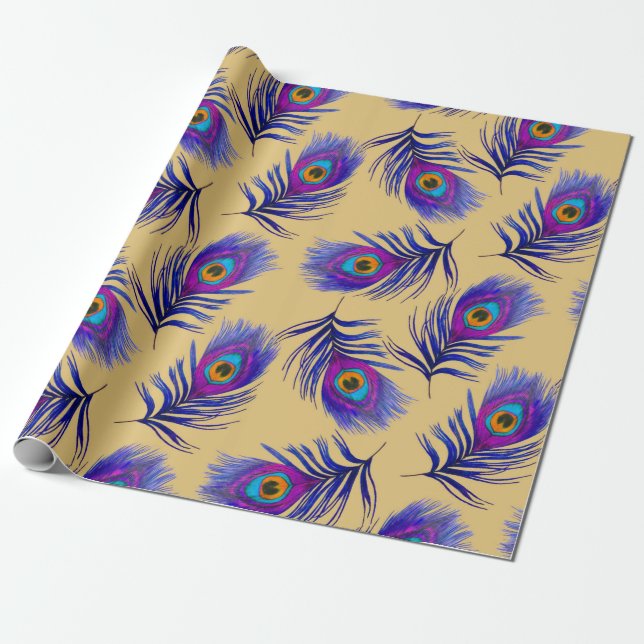 Decorative seamless pattern with beautiful peacock wrapping paper (Unrolled)