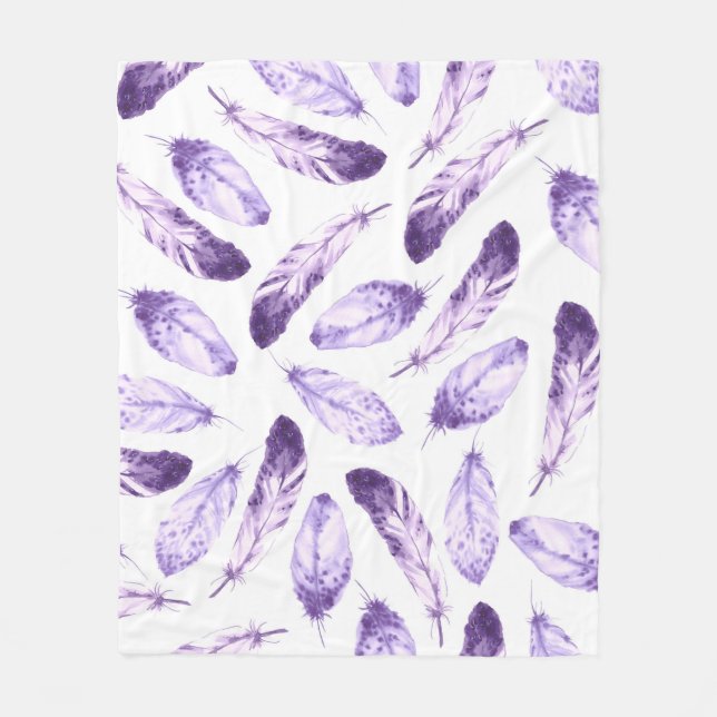Decorative seamless pattern with feathers. Waterco Fleece Blanket (Front)