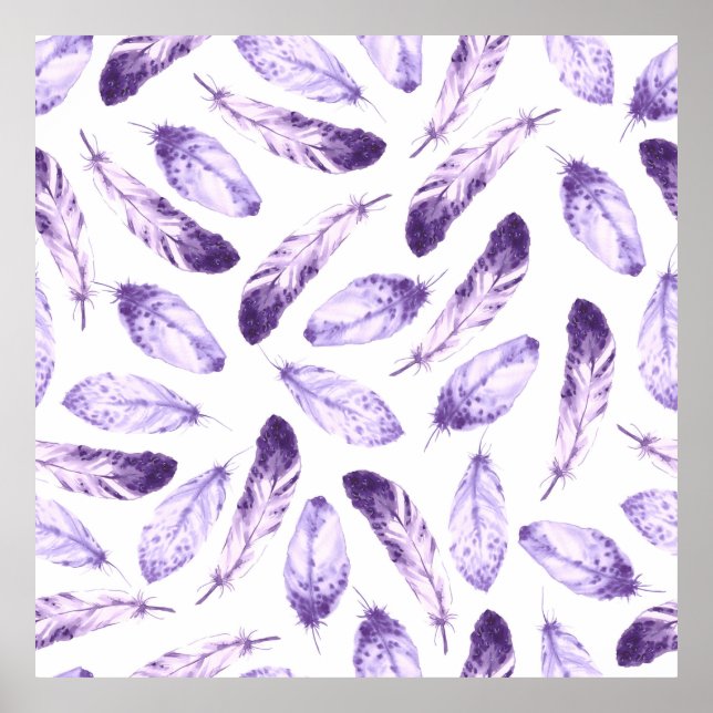 Decorative seamless pattern with feathers. Waterco Poster (Front)