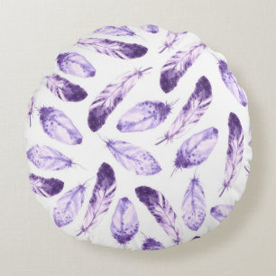 Decorative seamless pattern with feathers. Waterco Round Cushion