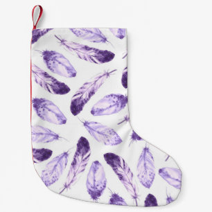 Decorative seamless pattern with feathers. Waterco Small Christmas Stocking