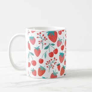 Decorative seamless pattern with fruits, strawberr coffee mug