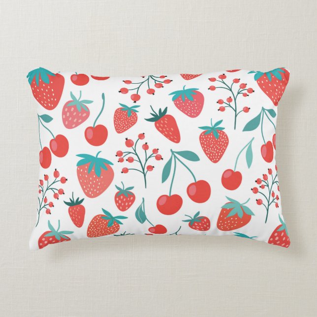Decorative seamless pattern with fruits, strawberr cushion (Front)