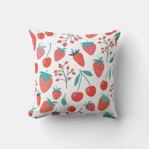 Decorative seamless pattern with fruits, strawberr cushion