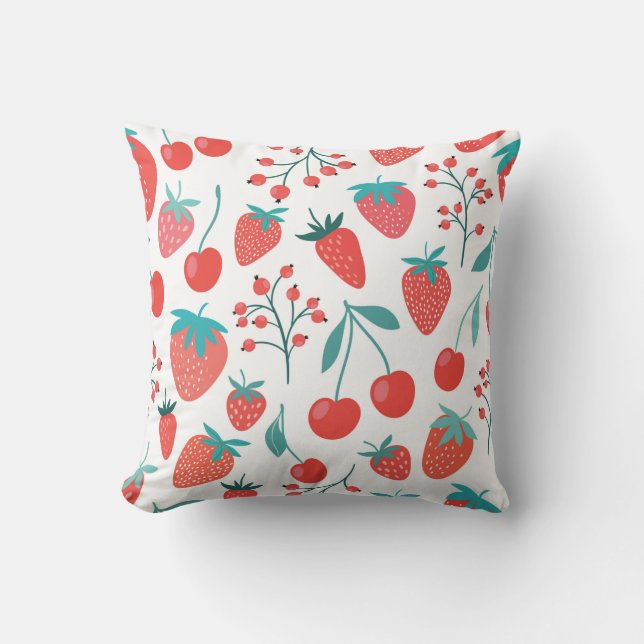 Decorative seamless pattern with fruits, strawberr cushion (Front)
